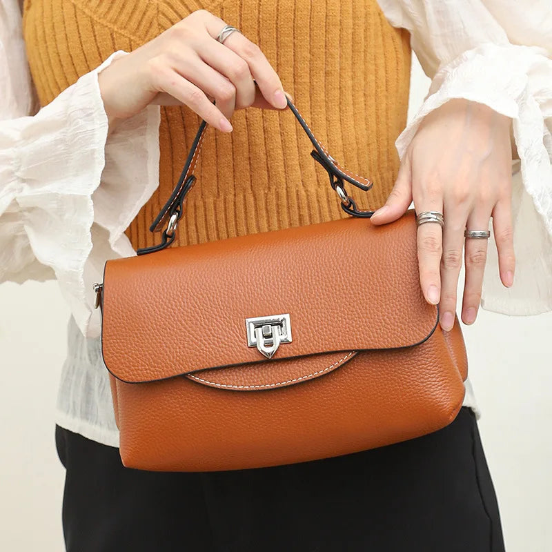 Women Handbag Moms Large Capacity Genuine Leather Shoulder Bag For Female Solid Color High Quality Lady Crossbody Messenger New