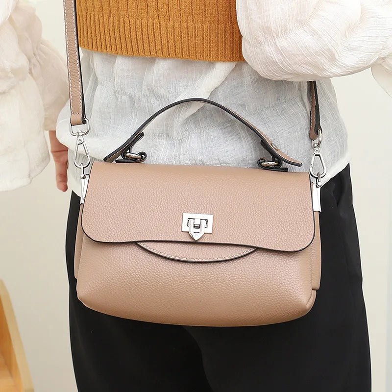 Women Handbag Moms Large Capacity Genuine Leather Shoulder Bag For Female Solid Color High Quality Lady Crossbody Messenger New