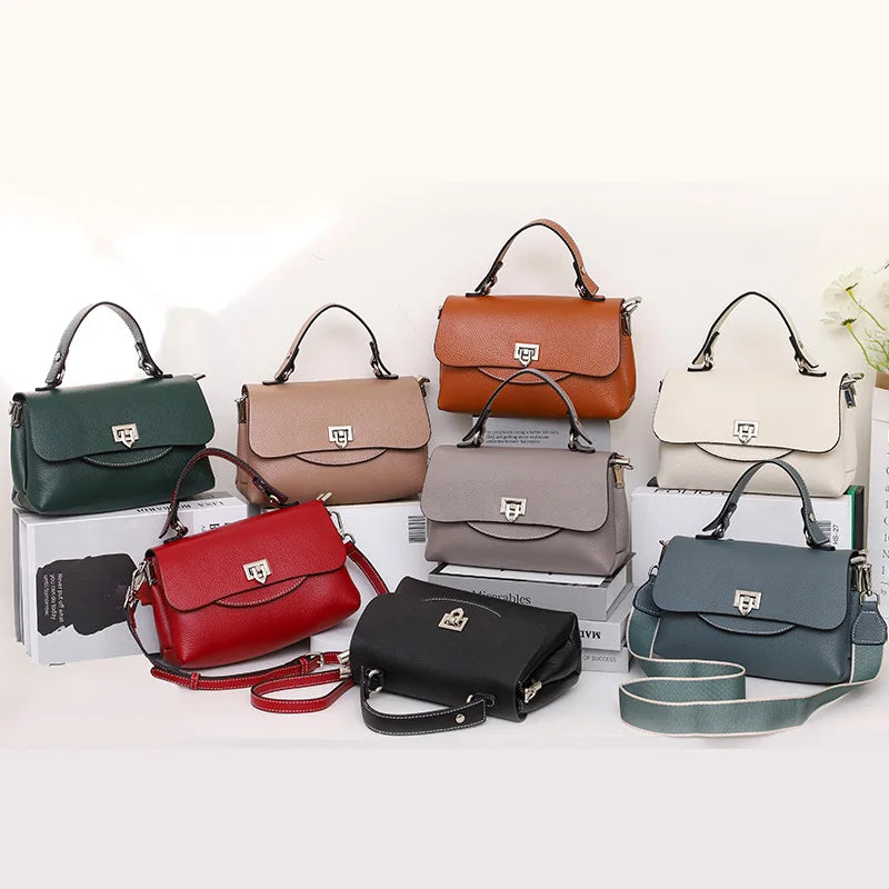 Women Handbag Moms Large Capacity Genuine Leather Shoulder Bag For Female Solid Color High Quality Lady Crossbody Messenger New