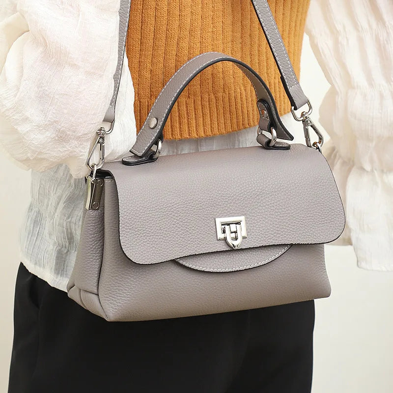 Women Handbag Moms Large Capacity Genuine Leather Shoulder Bag For Female Solid Color High Quality Lady Crossbody Messenger New