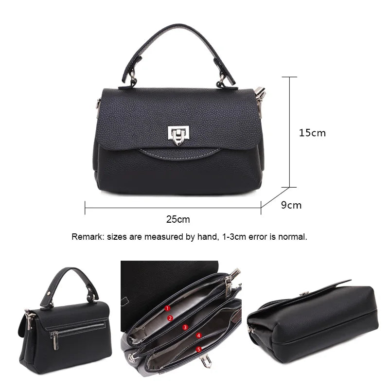Women Handbag Moms Large Capacity Genuine Leather Shoulder Bag For Female Solid Color High Quality Lady Crossbody Messenger New