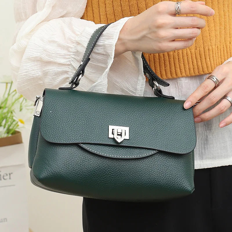 Women Handbag Moms Large Capacity Genuine Leather Shoulder Bag For Female Solid Color High Quality Lady Crossbody Messenger New