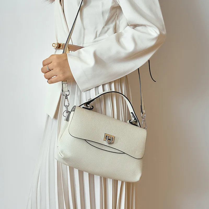Women Handbag Moms Large Capacity Genuine Leather Shoulder Bag For Female Solid Color High Quality Lady Crossbody Messenger New