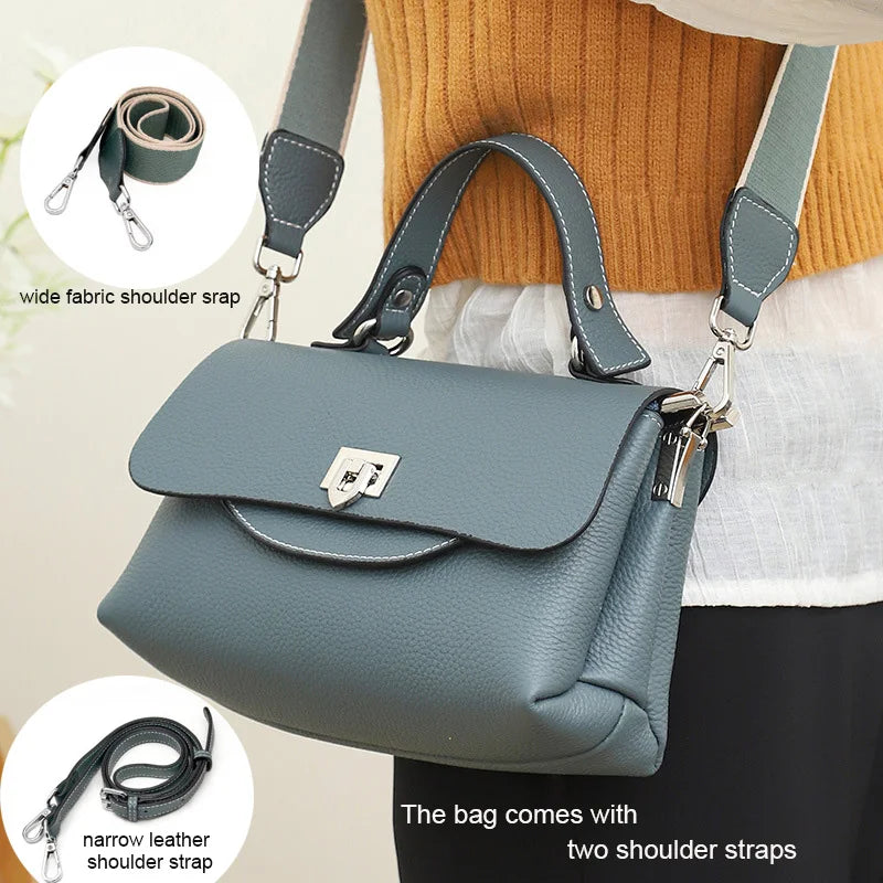Women Handbag Moms Large Capacity Genuine Leather Shoulder Bag For Female Solid Color High Quality Lady Crossbody Messenger New